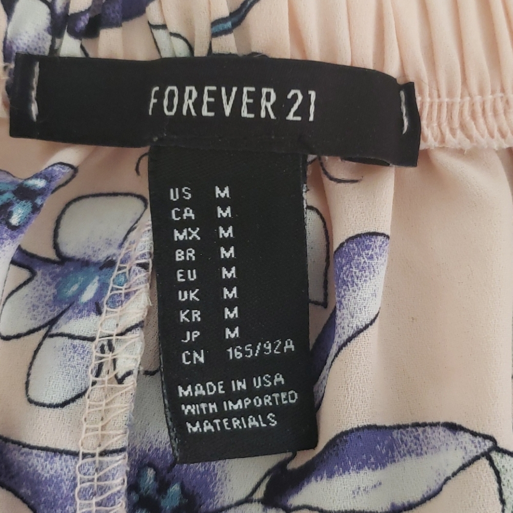 Forever 21 floral off shoulder crop top shirt - Picture 3 of 4